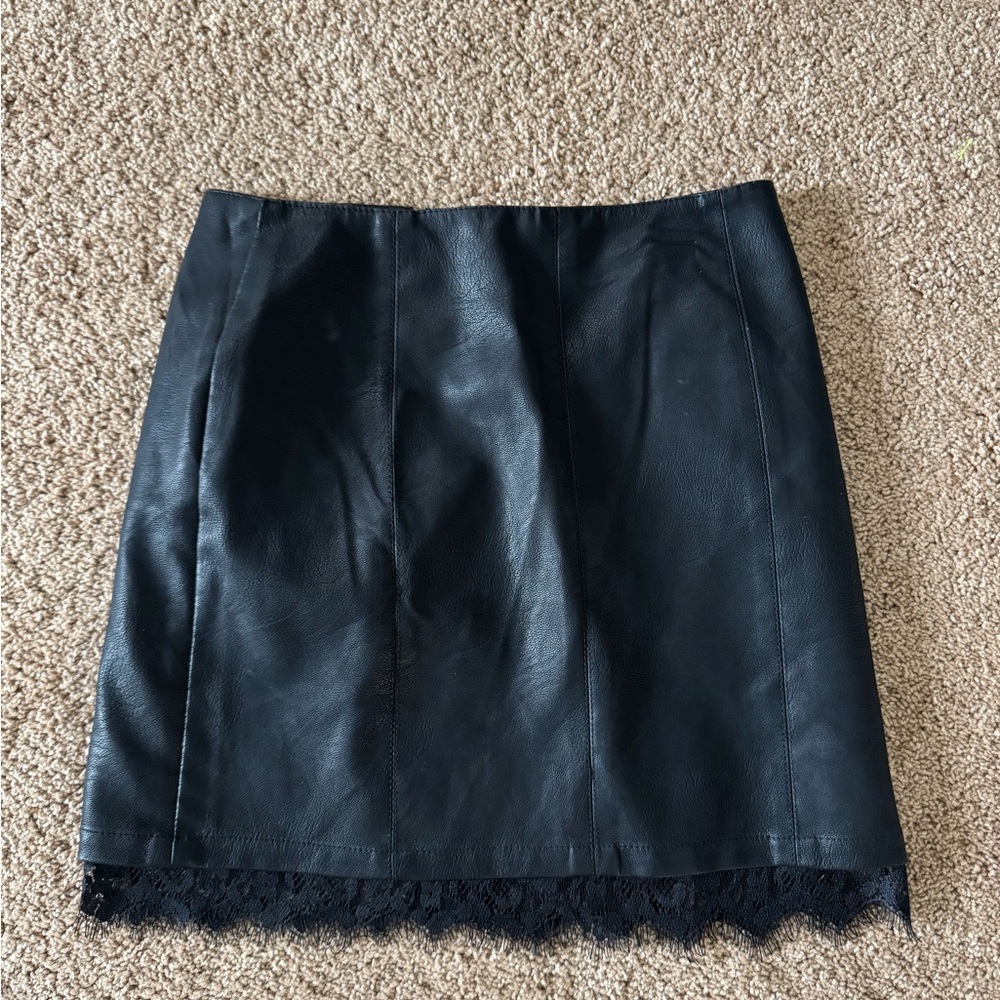 Leather and lace micro skirt